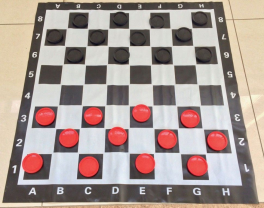 Комплект напольных шашек с полем