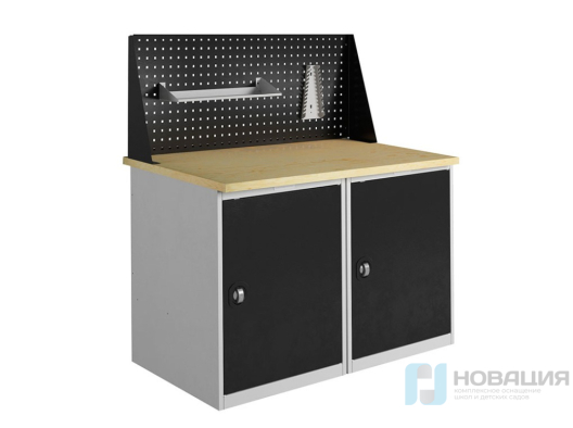 Металлический верстак Эксперт Т, столешница фанера (лак)