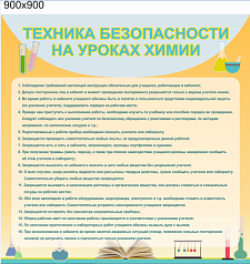 Стенд Техника безопасности на уроках химии, 0,9х0,9 м