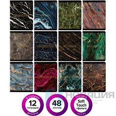 Тетради предметные, КОМПЛЕКТ 12 ПРЕДМЕТОВ, "MARBLE", 48 л., SoftTouch, фольга, BRAUBERG, 404326