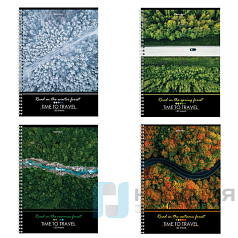 Тетрадь А4, 120 л., BRAUBERG гребень, клетка, обложка картон, "Seasons", 404071