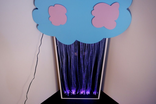 Зеркальное панно с фиброоптическими нитями Разноцветный дождь