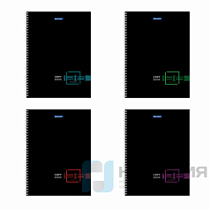Тетрадь А4, 96 л., BRAUBERG, гребень, клетка, глянцевый лак, "Dark", 404060