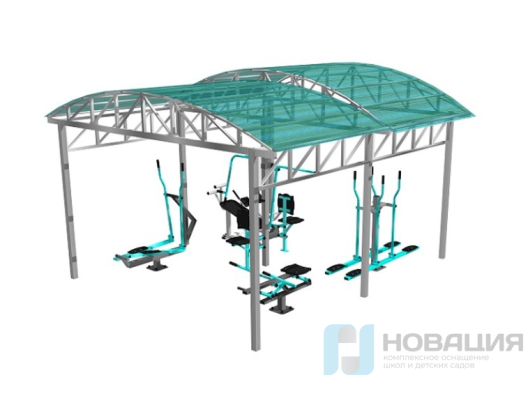 Тренажерная беседка уличная (14 тренажеров, 9420х4600х3200 мм)