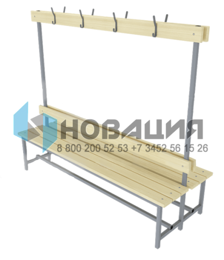 Скамья для раздевалок двусторонняя с вешалкой