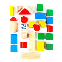 Конструктор деревянный цветной, 26 деталей