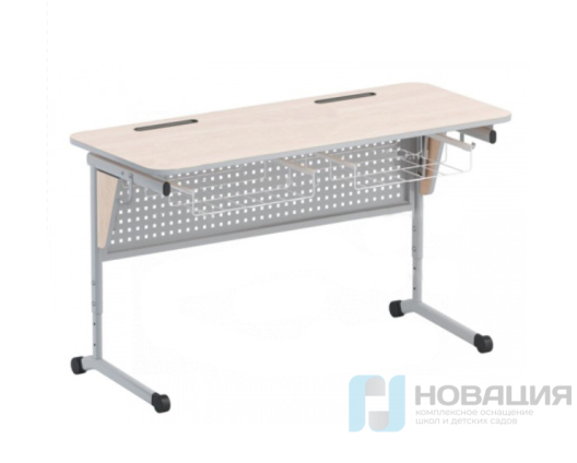 Стол двухместный с перфорированным экраном, наклоном столешницы