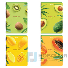 Тетрадь А4, 96 л., BRAUBERG, гребень, клетка, матовая ламинация, "Exotic", 404062