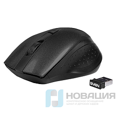 Мышь беспроводная SVEN RX-325, 3 кнопки + 1 колесо-кнопка, оптическая, черная, SV-03200325WB