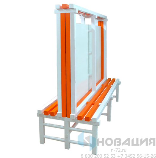 Скамья-вешалка двусторонняя с HPL перегородкой