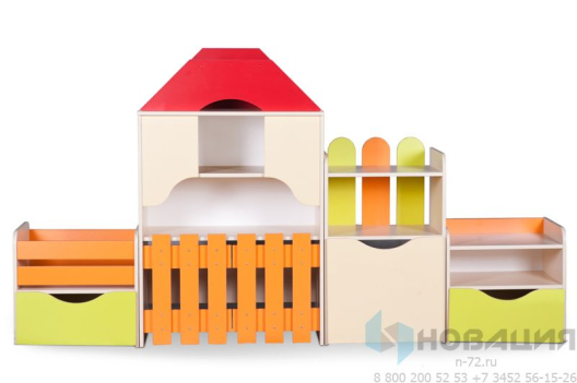 Стенка для игрушек Веселая ферма, 2400х460х1290 мм