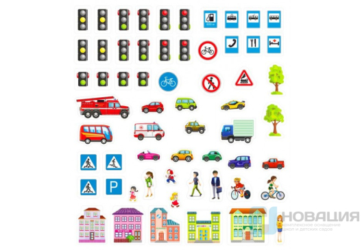 Стенд магнитный для изучения ПДД, 60 магнитов