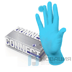Перчатки смотровые нитриловые CONNECT, голубые, 50 пар (100 штук), размер M (средние), -
