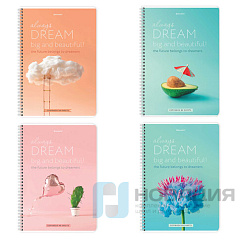 Тетрадь А4, 80 л., BRAUBERG, гребень, клетка, обложка картон, "Dream", 404049